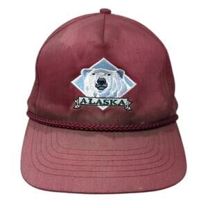 Alaska Snapback 5 Panel Cap Red One Size Embroidered Rope Headliner By IAAC